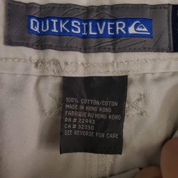 Quiksilver Khaki Baggy Patch Mens Cargo Size Pants 36 x 30 Vtg Y2K 90s 2000s